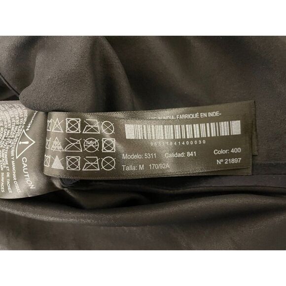 Massimo Dutti Womens Blouse M Short Sleeve Suede Leather Navy Blue 5311/841 NWT - Picture 7 of 10